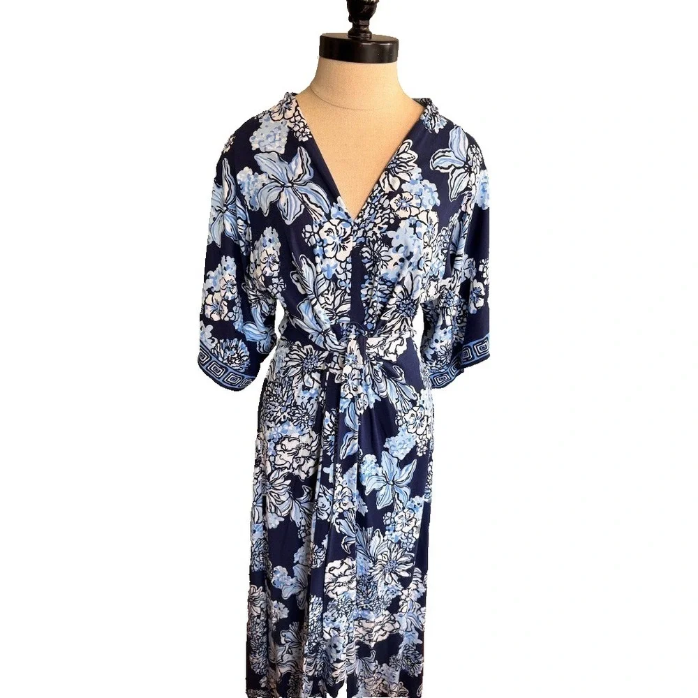 NWT LILLY PULITZER 6 WISTERIA MAXI DRESS *BOUQUET ALL DAY* LOW TIDE NAVY